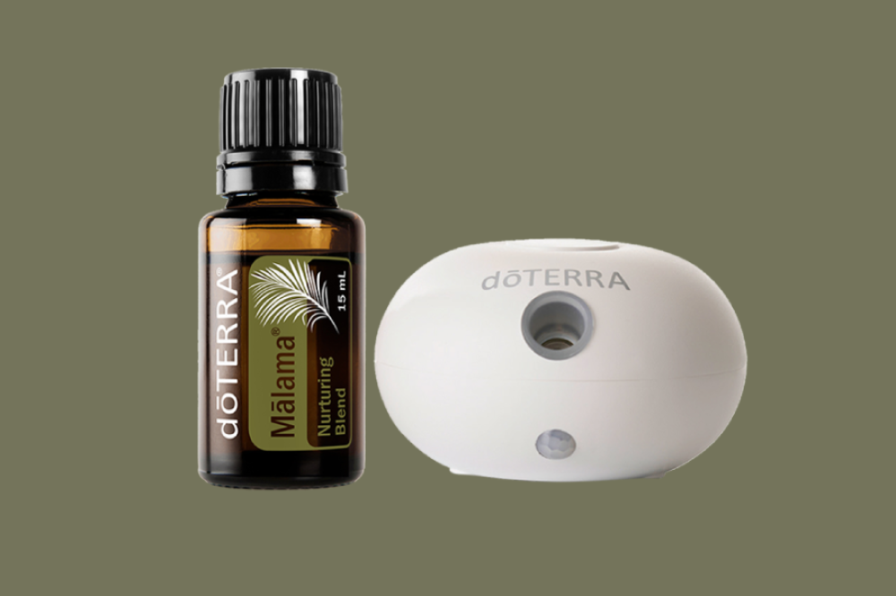 فواحه محمول (بدون ماء، مستشعر للحركة) + زيوت “مالاما” | مزيج عطري من أرض هاواي (صافي 15مل، عضوي)